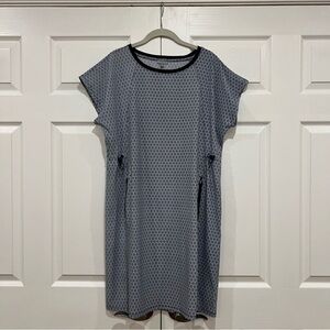 T by Talbots Zip Pocket Adjustable Waist Geometric Midi Dress Womens Size Large